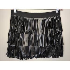 Jade By Jane Black Fringe Mini Skirt L